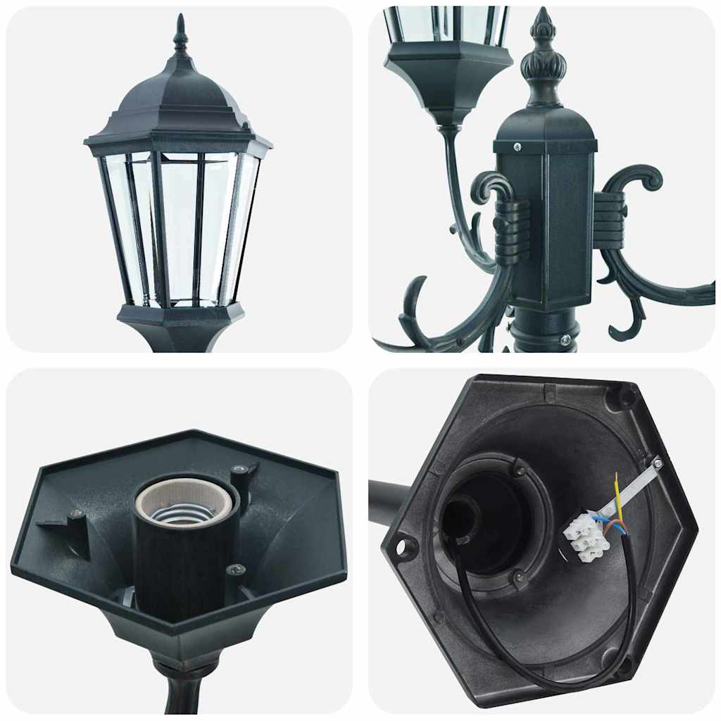 Gartenlichtmast Dunkelgrün Aluminium, Glas