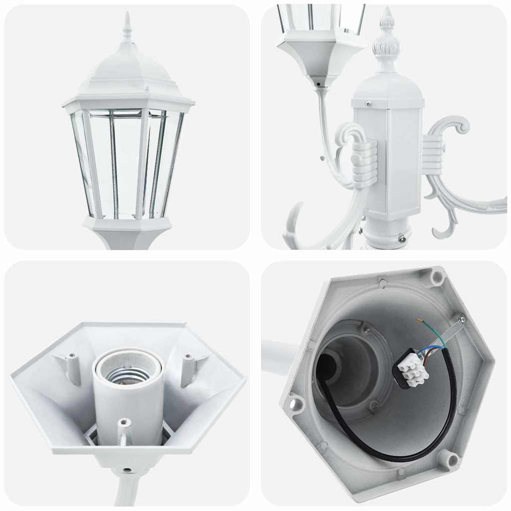 Gartenlichtmast Weiß Aluminium, Glas