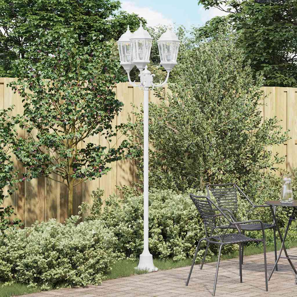 Gartenlichtmast Weiß Aluminium, Glas