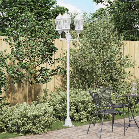Gartenlichtmast Weiß Aluminium, Glas