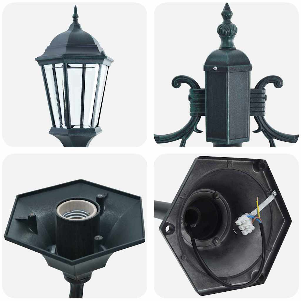 Gartenlichtmast Dunkelgrün Aluminium, Glas