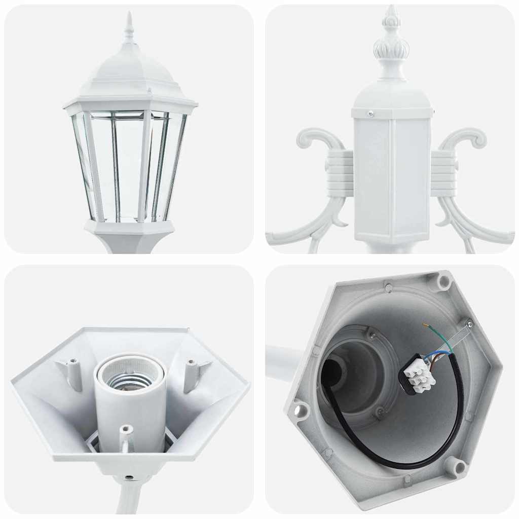 Gartenlichtmast Weiß Aluminium, Glas