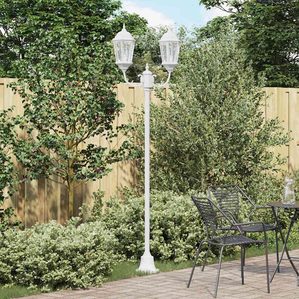 Gartenlichtmast Weiß Aluminium, Glas