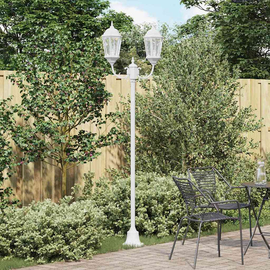 Gartenlichtmast Weiß Aluminium, Glas