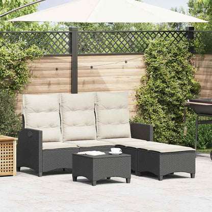 3tlg. Garten-Sofagarnitur mit Kissen L-Form Schwarz Poly Rattan