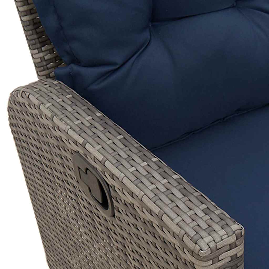 3-tlg. Garten-Sofagarnitur mit Kissen L-Form Grau Poly Rattan