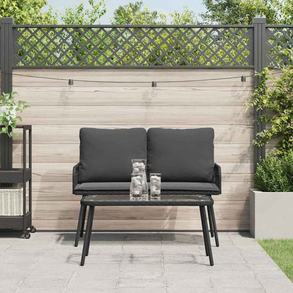 Garten Essgruppe 2 pcs Schwarz Poly-Rattan