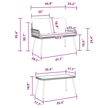Garten Essgruppe 2 pcs Schwarz Poly-Rattan