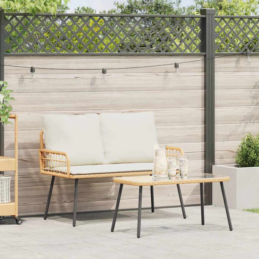 Garten Essgruppe 2 pcs Natur Poly-Rattan