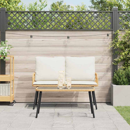Garten Essgruppe 2 pcs Natur Poly-Rattan