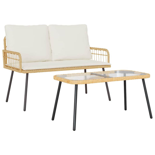 Garten Essgruppe 2 pcs Natur Poly-Rattan