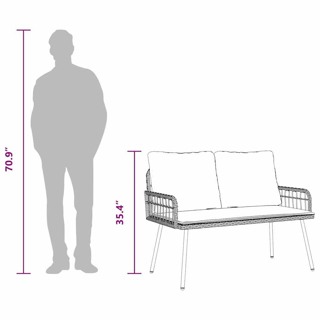 Garten Essgruppe 2 pcs Natur Poly-Rattan