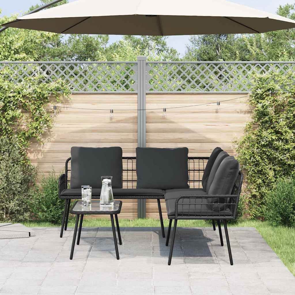 Garten-Sofa-Set 2 pcs Schwarz Poly-Rattan