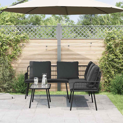 Garten-Sofa-Set 2 pcs Schwarz Poly-Rattan
