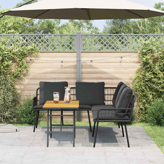 Garten-Sofa-Set 2 pcs Schwarz Poly-Rattan