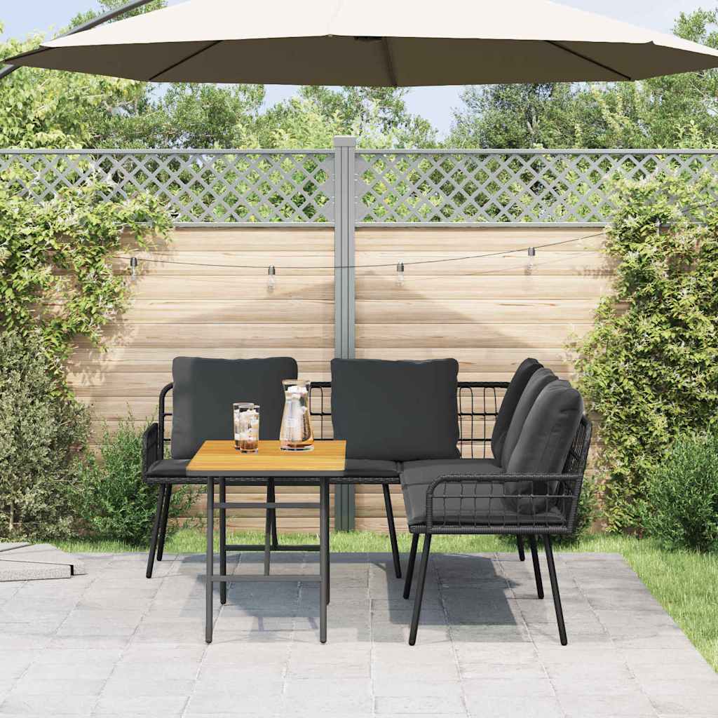 Garten-Sofa-Set 2 pcs Schwarz Poly-Rattan
