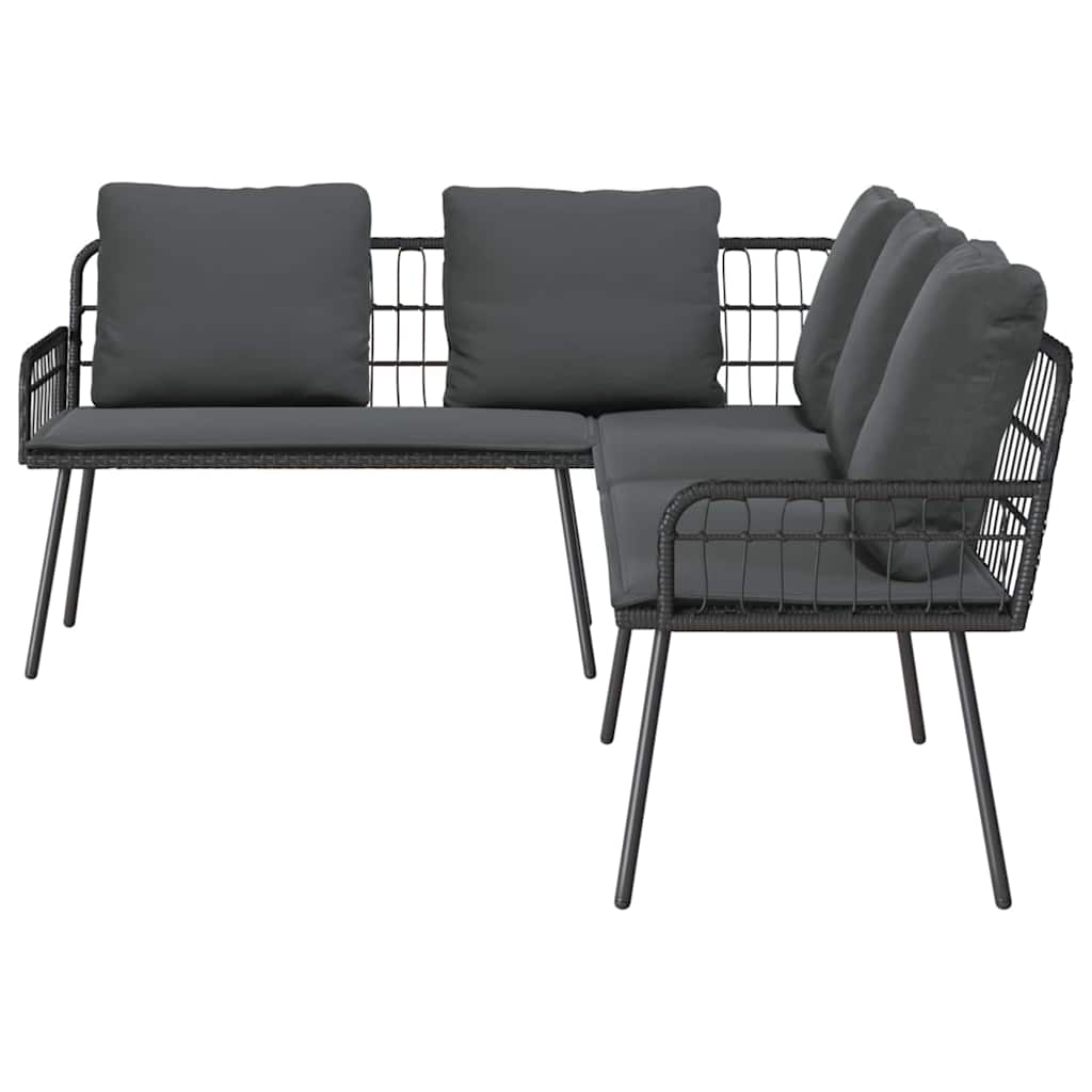 Garten-Sofa-Set 2 pcs Schwarz Poly-Rattan