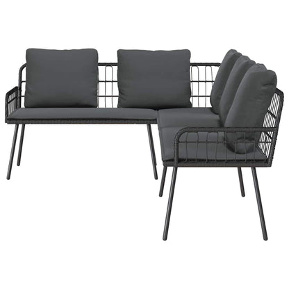 Garten-Sofa-Set 2 pcs Schwarz Poly-Rattan