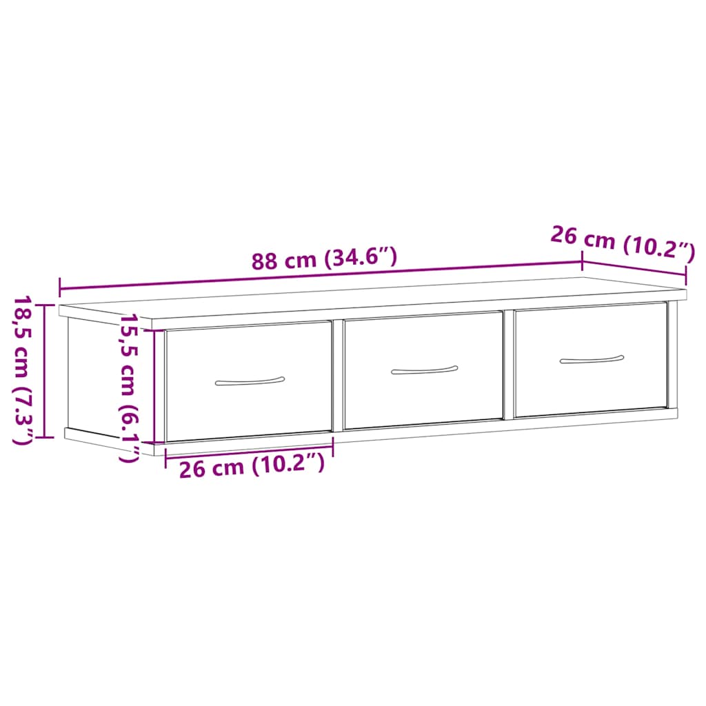 Overskab Sort Eg Look 88x26x18,5 cm Træ Materiale