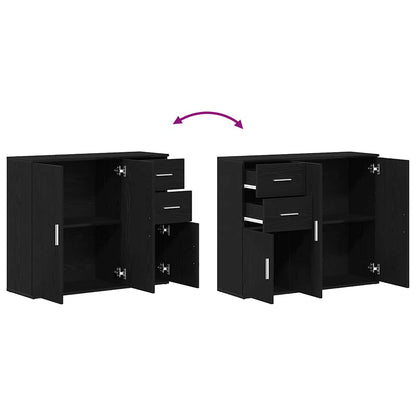 Sideboard Schwarz Eichen-Optik 91x29,5x75 cm Holzwerkstoff