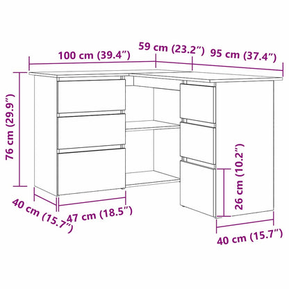Eckschreibtisch Schwarze Eiche 145 x 100 x 76 cm Holzwerkstoff