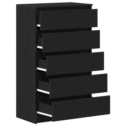 Schubladenschrank Schwarz Eichen-Optik 60x36x103 cm