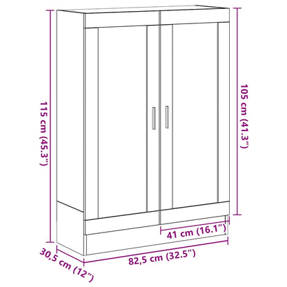 Bücherschrank Schwarz Eichen-Optik 82,5x30,5x115 cm