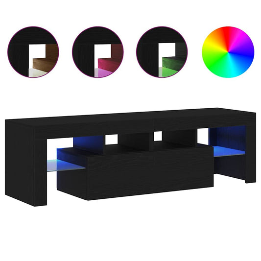 TV-Schrank mit LED-Leuchten Schwarz Eichen-Optik 140x36,5x40 cm