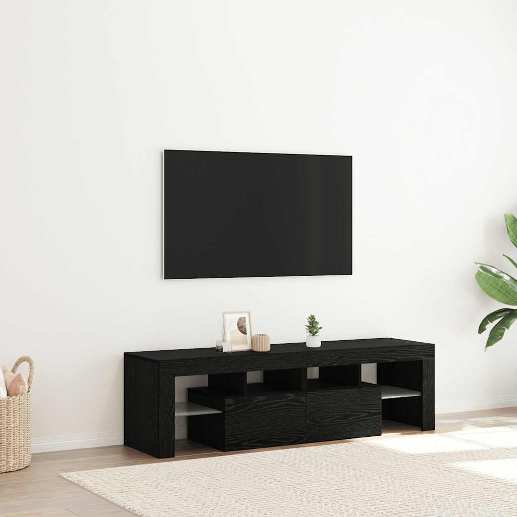 TV-Schrank mit LED-Leuchten Schwarz Eichen-Optik 140x36,5x40 cm