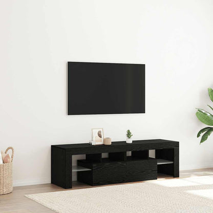TV-Schrank mit LED-Leuchten Schwarz Eichen-Optik 140x36,5x40 cm