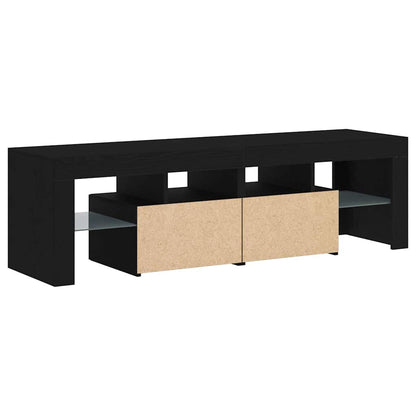 TV-Schrank mit LED-Leuchten Schwarz Eichen-Optik 140x36,5x40 cm