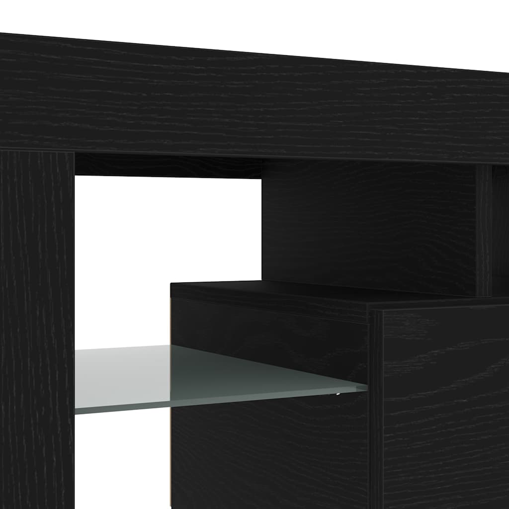 TV-Schrank mit LED-Leuchten Schwarz Eichen-Optik 140x36,5x40 cm