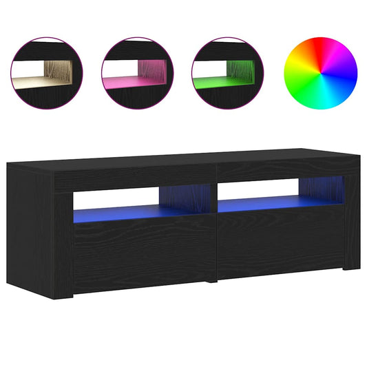 TV-Schrank mit LED-Leuchten Schwarz Eichen-Optik 120x35x40 cm