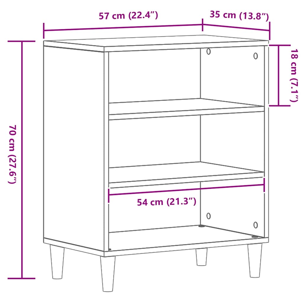 Sideboard Schwarze Eiche 57 x 35 x 70 cm Holzwerkstoff
