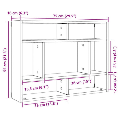 Wandregal Schwarz Eichen-Optik 75x16x55 cm Holzwerkstoff