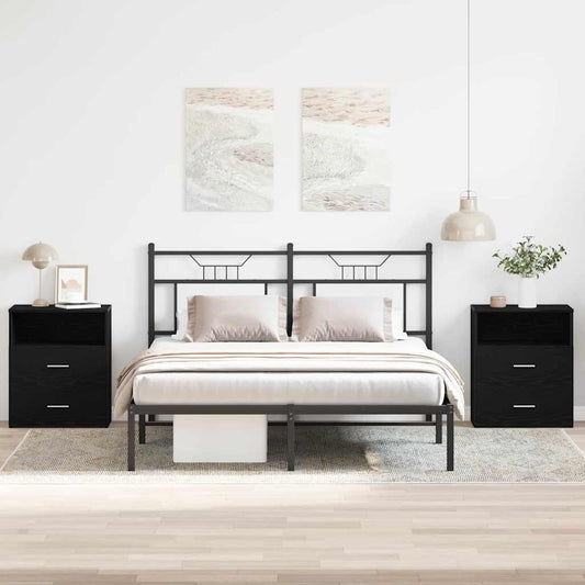 Nachttische 2er Set Schwarz Eiche 50x32x60cm Holzwerkstoff