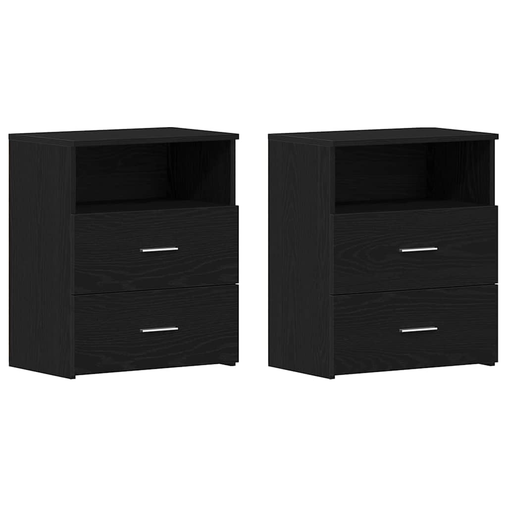 Nachttische 2er Set Schwarz Eiche 50x32x60cm Holzwerkstoff