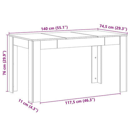 Esstisch Schwarze Eiche 140 x 74,5 x 76 cm Holzwerkstoff