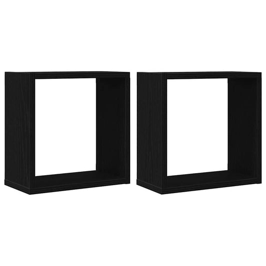Würfel-Wandregale 2 Stk. Schwarz Eichen-Optik 30x15x30 cm