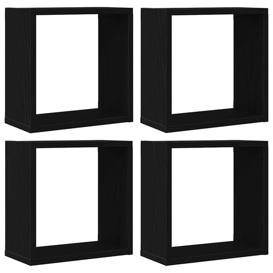 Würfel-Wandregale 4 Stk. Schwarz Eichen-Optik 30x15x30 cm