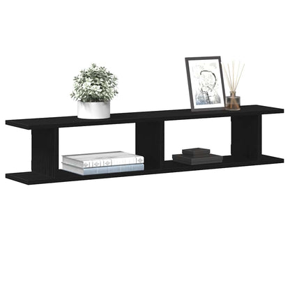 Wandregale 2Stk. Schwarz Eichen-Optik 105x18x20cm Holzwerkstoff