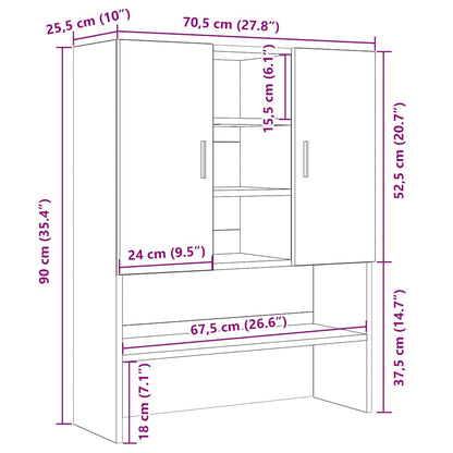 Waschmaschinenschrank Schwarz Eichen-Optik 70,5x25,5x90 cm