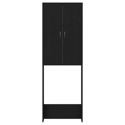 Waschmaschinenschrank Schwarz Eichen-Optik 64x25,5x190 cm