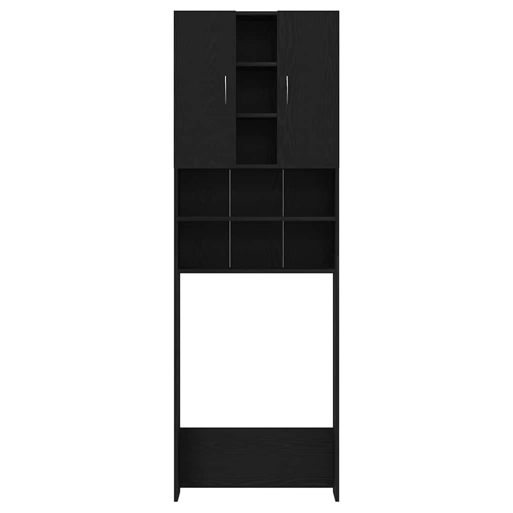 Waschmaschinenschrank Schwarz Eichen-Optik 64x25,5x190 cm