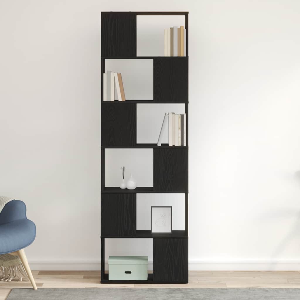 Bogreol/Rumadskiller Sort Eg Look 60x24x186 cm
