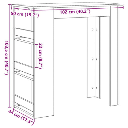 Bartisch mit Regal Schwarz Eichen-Optik 102x50x103,5 cm
