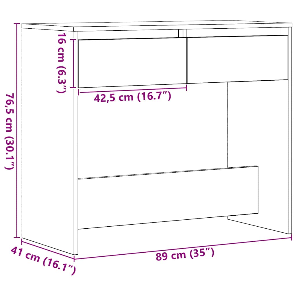 Konsolentisch Schwarz Eichen-Optik 89x41x76,5 cm Holzwerkstoff
