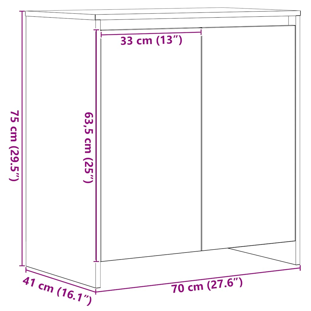 Sideboard Schwarz Eichen-Optik 70x41x75 cm Holzwerkstoff
