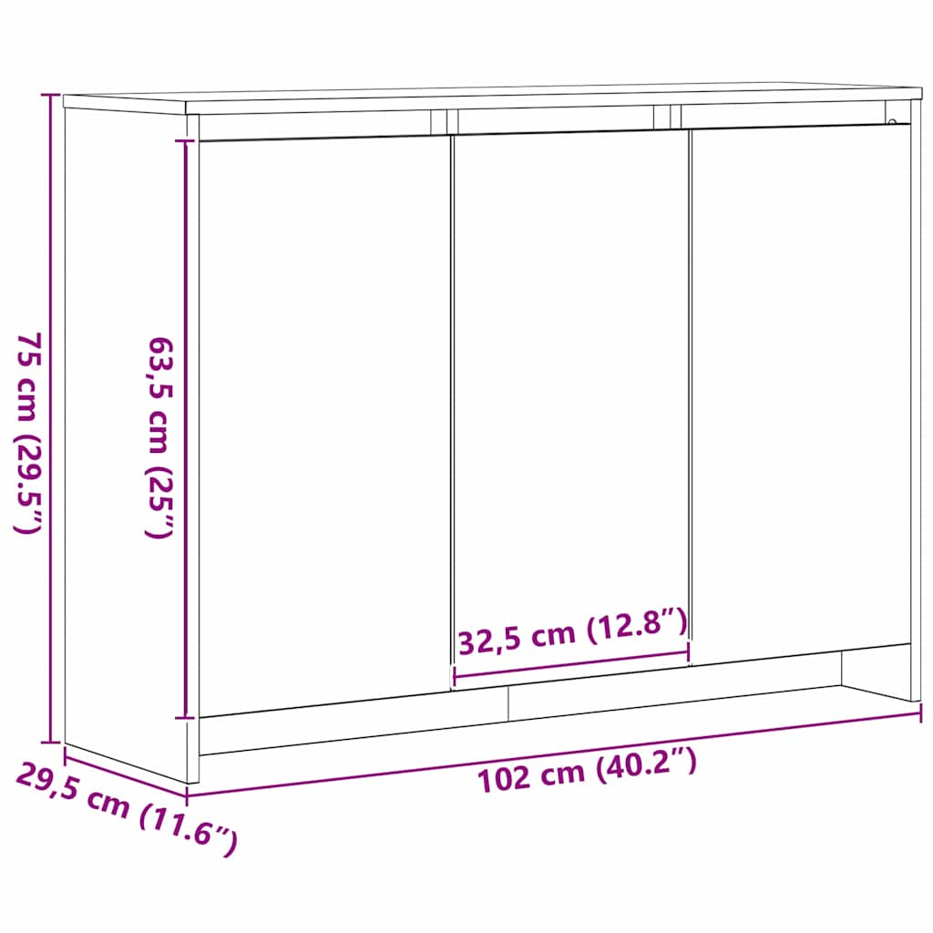 Sideboard Schwarz 102 x 33 x 75 cm Holzwerkstoff