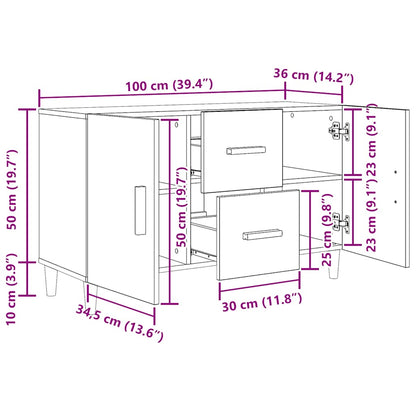 Sideboard Schwarz Eichen-Optik 100x36x60 cm Holzwerkstoff